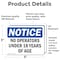 Signmission No Operators Under 18 Years Of Age OSHA Notice Sign, Vinyl Decal, 5in W x 3.5in L, 2PK OS-2PACK-NS-D-35-L-16153 - alternate 3